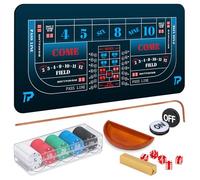 Proshine Craps Tabletop Game Set with 35 * 70" Rubber Layout Mat (Blue)