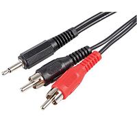 PROSIGNAL 3.5mm Mono Jack to 2 RCA Audio Cable 2m Phono Lead Black