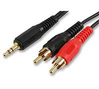 PROSIGNAL 3.5mm Stereo Jack to 2 RCA Audio Cable 2m Black | 2m stereo audio cable with 3.5mm jack to 2 RCA plugs, gold-plated connectors and pure copper conductors.