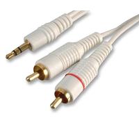 PROSIGNAL 3.5mm Stereo Jack to 2 RCA Audio Cable 2m Gold Plated White