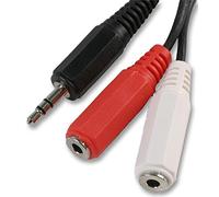 Pro Signal PSG00112 3.5mm Stereo Jack Plug to 2x 3.5mm Mono Jack Sockets Lead, 2m, Black