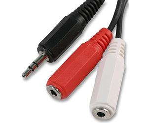 PROSIGNAL 3.5mm Stereo Jack to 2x 3.5mm Mono Socket Lead 2m Black