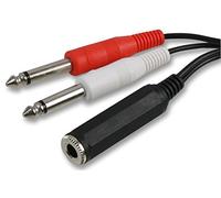 PROSIGNAL 6.35mm Stereo Socket to 2x Mono Jack Plug Lead 0.5m | 500mm audio splitter lead converting a 6.35mm stereo jack socket to dual 6.35mm mono jack plugs.