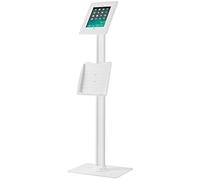 PROSIGNAL Floor Standing iPad Kiosk Display - White Secure Tablet Stand with Lock, Catalogue Holder, Adjustable Tilt & Cable Management - PSG91241
