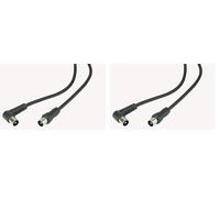 PROSIGNAL JR9009B/2M BLACK-ROHS TV Aerial Lead, 90 Degree Coax Plug to Straight Coax Plug, 2m Black (Pack of 2)