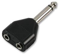 PRO SIGNAL 2x 3.5mm Mono Jack Sockets to 1x 6.35mm Mono Jack Plug Splitter