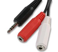 ProSignal Pro Signal - 3.5mm Stereo Jack Plug To 2X 3.5mm Mono Jack Sockets Lead, 2M Black