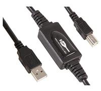 PROSIGNAL USB 2.0 A to B Active Booster Cable 15m Black | 15m active USB 2.0 booster cable with integrated signal amplification for reliable long-distance device connectivity.