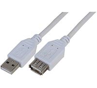 PROSIGNAL USB 2.0 Type A Male to Female Extension Cable 3m White | 3m USB 2.0 extension cable with Type A male plug to Type A female socket for extending compatible USB connections.