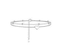 PROSILVER Custom Ankle Bracelets for Women Sterling Silver Anklet Waterproof Custom Anklet Adjustable Anklet with Heart