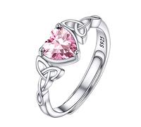 PROSILVER Engagement Rings for Her Pink Tourmaline Ring Heart Ring October Birthstone Rings