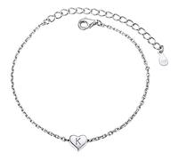 PROSILVER Initial Bracelet Women Sterling Silver Charm Bracelet Gift Best Friend Bracelets Letter Heart Bracelets