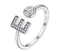 PROSILVER Silver Initial Rings for Women Adjustable Ring Women's Stacking Rings