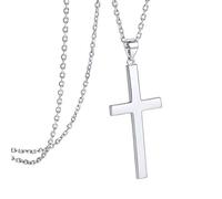 PROSILVER Sterling Silver Cross Necklace for Men, Crucifix Cross Pendant with Adjustable Chain Hypoallergenic Silver Christian Jewellery Gift (with Gift Box)