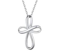 PROSILVER Sterling Silver Necklace for Women - Cross Infinity Knot Pendant with Adjustable Chain - Infinity Love Jewellery with Gift Box