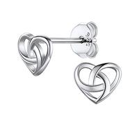 PROSILVER Women Celtic Knot Earrings, Solid 925 Sterling Silver, Heart Design, Luck Irish Celtic Jewelry, Silver/Gold/Rose Gold Plated-Send Gift Box