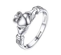 PROSILVER Women S925 Sterling Silver Celtic Irish Claddagh Rings Engrave Personalised Gift for Women Ladies Girls