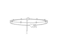 PROSILVER Women Sterling Silver Heart Anklet, A Letter Initial Ankle Bracelet, Adjustable Hypoallergenic Double-Layer Foot Chain for Beach Summer with Gift Box