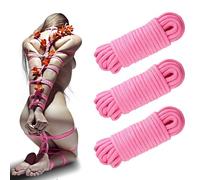 Prosixtoy Sex Bondage Sexual Restraints Shibari Rope Kit, 3-Pack 49Ft/15M Soft Cotton Ropes Ideal for BDSM Beginner, 8 MM BDSM Bondage Restraint Set SM Adult Sex Toys for Women and Couples (Pink)