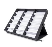 Prosource 18 Slot Sunglasses Organizer Box Stand Display Case/Tray, Fabric Lined & Snap Close