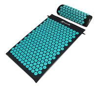 ProsourceFit Acupressure Mat and Pillow Set for Back/Neck Pain Relief and Muscle Relaxation, Large - Black/Aqua