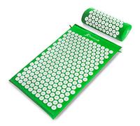 ProsourceFit Acupressure Mat and Pillow Set for Back/Neck Pain Relief and Muscle Relaxation, Large - Green/White