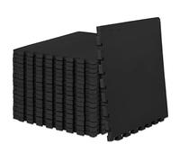 ProsourceFit Extra Thick Puzzle Exercise Mat, EVA Foam Interlocking Tiles for Protective, Cushioned Workout Flooring for Home and Gym Equipment, Black - 1 inch - 72 Sq Ft - 18 Tiles