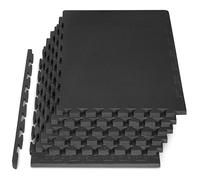 ProsourceFit Extra Thick Puzzle Exercise Mat, EVA Foam Interlocking Tiles for Protective, Cushioned Workout Flooring for Home and Gym Equipment, Black - 1 inch - 24 Sq Ft - 6 Tiles