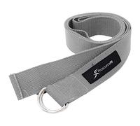ProsourceFit Metal D-Ring Yoga Strap 8’ Durable Cotton for Stretching and Flexibility, Gray