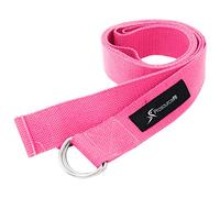 ProsourceFit Metal D-Ring Yoga Strap 8’ Durable Cotton for Stretching and Flexibility, Pink