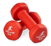 ProsourceFit Neoprene Dumbbell Coated for Non-Slip Grip, 3 lb, Red