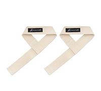 ProsourceFit Pair of Weight Lifting Straps for Men and Women, Adjustable Cotton Straps for Improved Grip, Beige