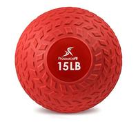 ProsourceFit Slam Medicine Ball, Tread Textured Grip Dead Weight Balls for Strength and Conditioning Exercises, Cardio and Core Workouts, 15lb, Red