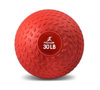ProsourceFit Slam Medicine Balls Smooth and Tread Textured Grip Dead Weight Balls for Strength and Conditioning Exercises, Cardio and Core Workouts, Tread - Red, 30 LB