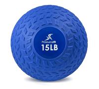 ProsourceFit Slam Medicine Balls Smooth and Tread Textured Grip Dead Weight Balls for Strength and Conditioning Exercises, Cardio and Core Workouts, Tread - Blue, 15 LB
