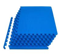 ProsourceFit Weaved Pattern Extra Thick Exercise Puzzle Mat ¾-inch, EVA Foam Interlocking Tiles for Protective, Cushioned Flooring for Home and Gym Equipment; Blue, 24 SQ FT, 6 Tiles