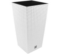 Prosper Plast Rato Square Flowerpot, 22.5 x 22.5 x 42.1 cm, White, 22.5x22.5x42.1 cm