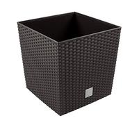 Prosper Plast Rattan Plastic Flower Pot Dark Brown - 40cm x 40cm x 40.8cm (LWH) 64L Capacity Planter Suitable for Indoor and Outdoor Use