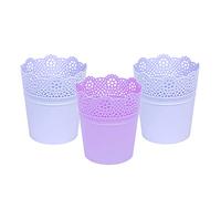 Prosper Plast Set of 3 Lace Flower Pot/Herb Cover with Decorative Cutouts Ø11x13cm - Blue & Lavender
