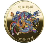 Prosperity Brought by the Chinese Loong and Phoenix Lucky Coin Good Luck Charms Lottery Ticket Scratcher Tool