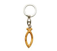 Prosperity cross olive wood engraved keychain handmade in Nazareth