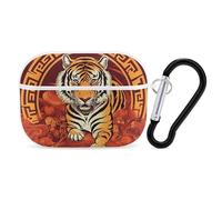 Prosperity in The Year of The Tiger AirPod Pro Case, Anti Scratch Hard PC Cover with Keychain, AirPod Pro 2nd/1st Case Accessories for Women Men, White-Style