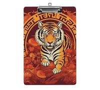 Prosperity in The Year of The Tiger Clipboard with Hanging Hole, 8.5" X 12.5" Standard A4 Acrylic Clipboard Ultra Lightweight & Shatterproof Paper Holder for Office, Home