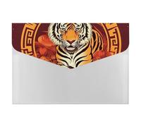 Prosperity in The Year of The Tiger File Folder, Plastic Accordion File Folders with 6 Pockets, Expanding File Organizer with Snap Closure, Portable Document Paper Organizer, Office Supplies Filing Fo