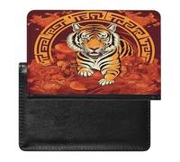 Prosperity in The Year of The Tiger Passport Holder Passport Wallet Document Organizer Protector PU Leather Card Slot Travel Accessories