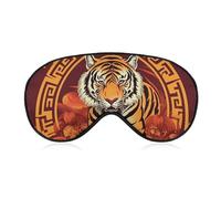 Prosperity in The Year of The Tiger Sleep Mask for Women Men, Soft Eye Mask with Adjustable Strap for Sleeping, Light Blocking Travel Blindfold for Nap Comfortable Eye Cover for Home Office