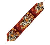 Prosperity in The Year of The Tiger Table Runner for Dining Table, Short Plush Runners Washable & Durable Tablerunner Modern Home Decor for Wedding, Kitchen, Holiday 200*33cm