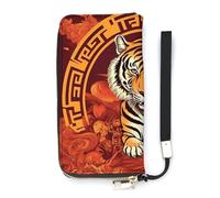 Prosperity in The Year of The Tiger Wallet, Elegant Wristlet Wallet with Multi-Card Slots, PU Leather Long Purse for Women, Men