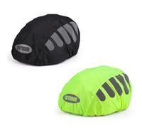 ProsperLink 2Pcs Bright Reflective Helmet Cover High Visibility Helmet Rain Cap Protective Cycling Strap Wristbands for Bike Motorcycle (Green Black)