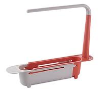 Prosperousk Sink Organizer,Upgraded Kitchen Sink Tidy Organiser, 2-in-1 Kitchen Sink Storage Rack,Telescopic Sink Storage Rack,Towel Rack Under Sink Organizers (Red)